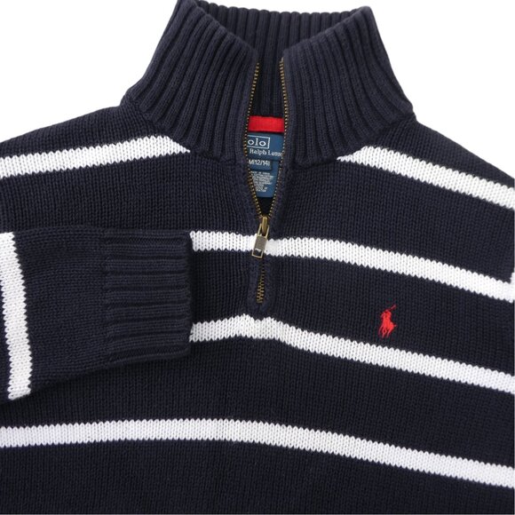 Vintage Ralph Lauren Polo Mock Quarter Zip Knit Pullover Sweater Color Block M - Picture 3 of 7
